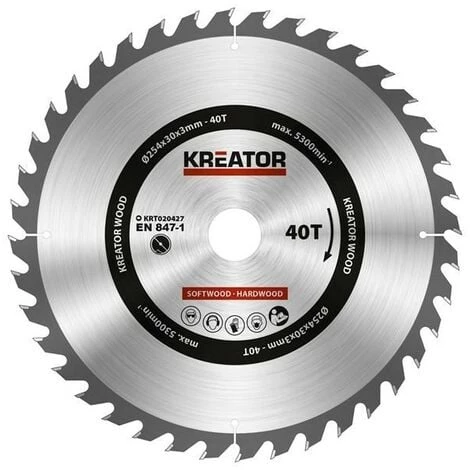 KREATOR Lame De Scie Bois 254Mm 40D 3 KREATOR Lame De Scie Bois 254Mm 40D